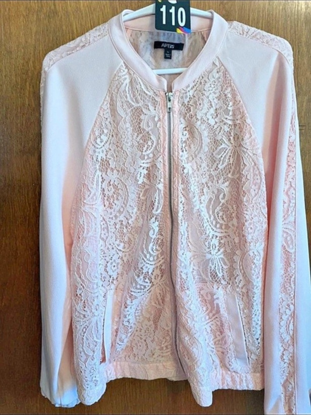 APT. 9 Floral Lace Bomber Jacket in Pink Large Like New